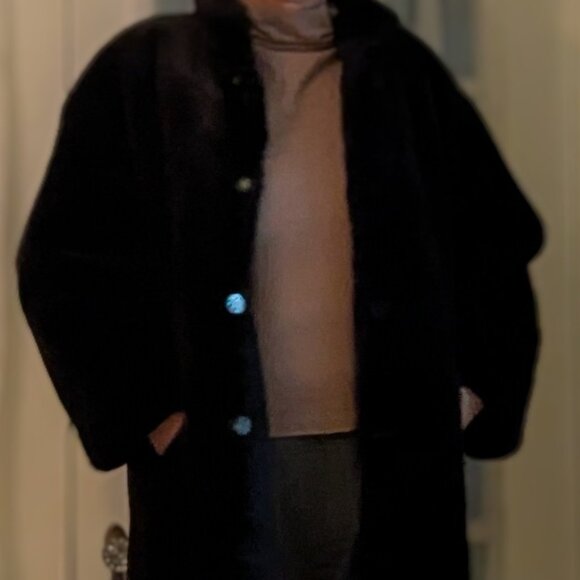 Jones New York Button Faux Fur REVERSIBLE coat Woman's Size L #15101 - Picture 3 of 14